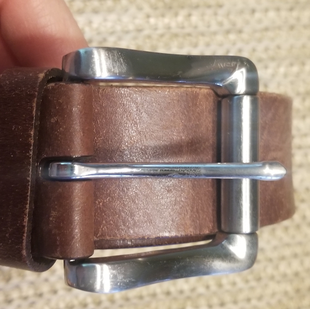 Levi’s Brown Leather Belt Heavy Silver Buckle